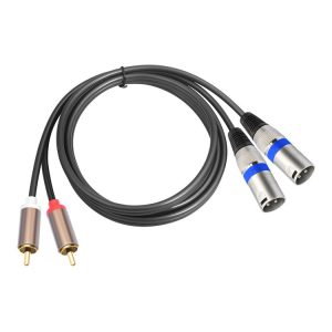 2 RCA Male to 2 XLR 3pin Male Audio Cable, Length: 1.5m (Black Silver)