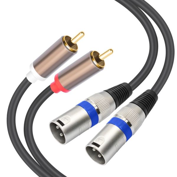2 RCA Male to 2 XLR 3pin Male Audio Cable, Length: 1.5m (Black Silver) - Image 2