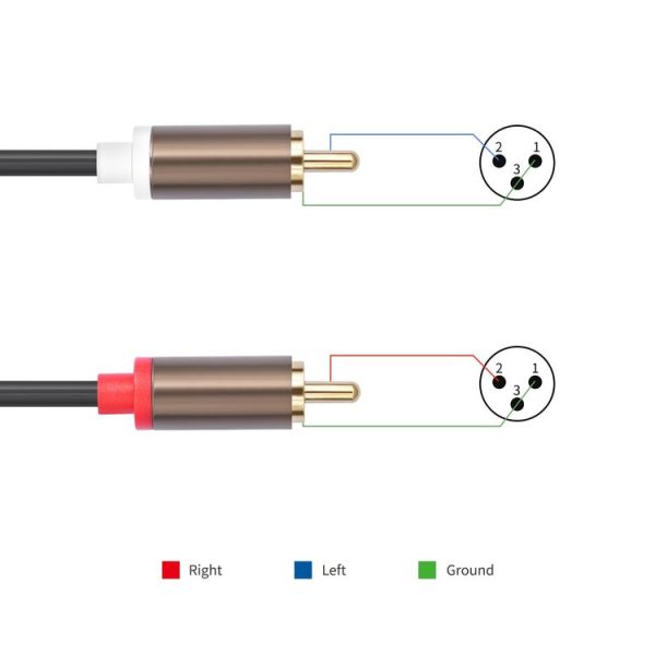 2 RCA Male to 2 XLR 3pin Male Audio Cable, Length: 1.5m (Black Silver) - Image 4