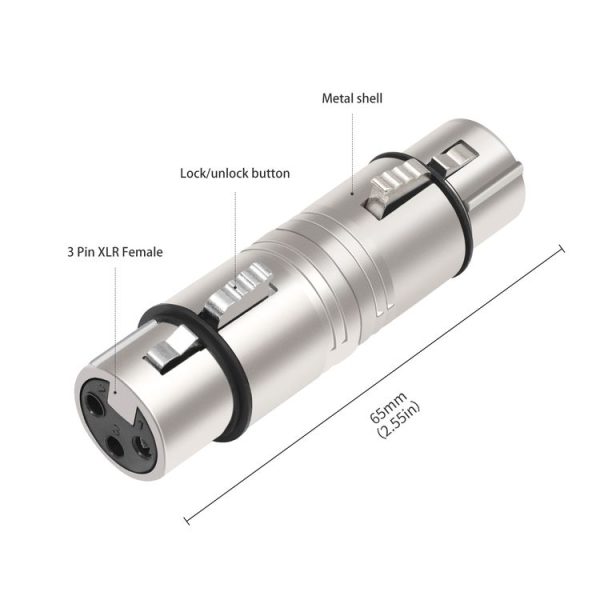 LZ1111 3Pin XLR Female to Female Adapter (Silver) - Image 3