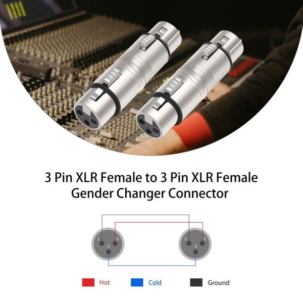 LZ1111 3Pin XLR Female to Female Adapter (Silver) - Image 7