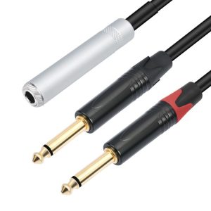6.35mm 1 / 4 TRS Stereo Female to Dual Male Y-type Audio Cable, Length: 50cm