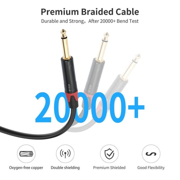 6.35mm 1 / 4 TRS Stereo Female to Dual Male Y-type Audio Cable, Length: 50cm - Image 5