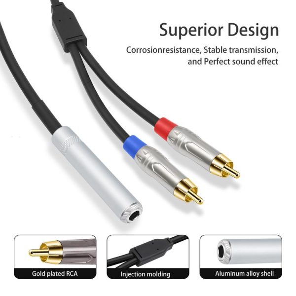 6.35mm 1 / 4 TRS Stereo Female to Dual RCA Male Y-type Audio Cable, Length: 50cm - Image 5