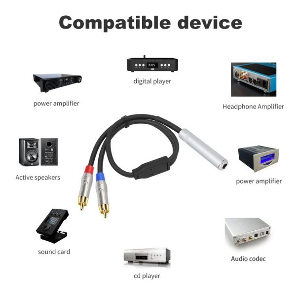 6.35mm 1 / 4 TRS Stereo Female to Dual RCA Male Y-type Audio Cable, Length: 50cm - Image 6