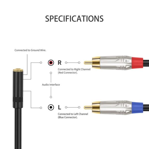 3.5mm 1 / 8 TRS Stereo Female to Dual RCA Male Y-type Audio Cable, Length: 50cm - Image 6