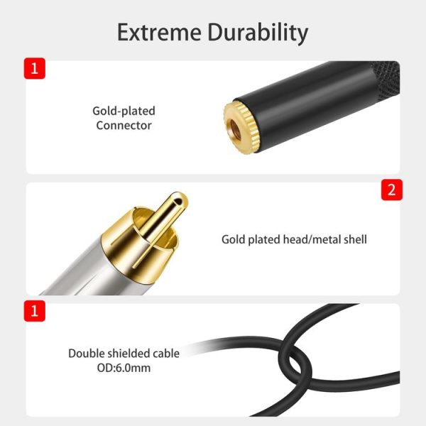 3.5mm 1 / 8 TRS Stereo Female to Dual RCA Male Y-type Audio Cable, Length: 50cm - Image 7