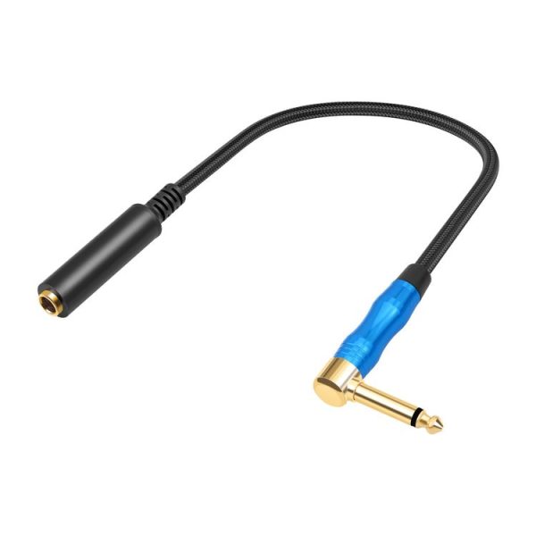 6.35mm 1 / 4 TRS Male Mono Elbow to Female Electric Guitar Audio Cable, Length: 0.3m (Black Blue) - Image 2