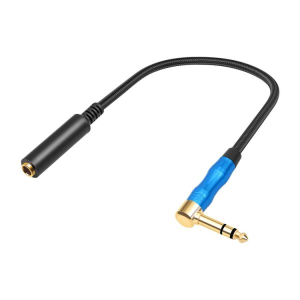 6.35mm 1 / 4 TRS Male Stereo Elbow to Female Electric Guitar Audio Cable, Length: 0.3m (Black Blue) - Image 2