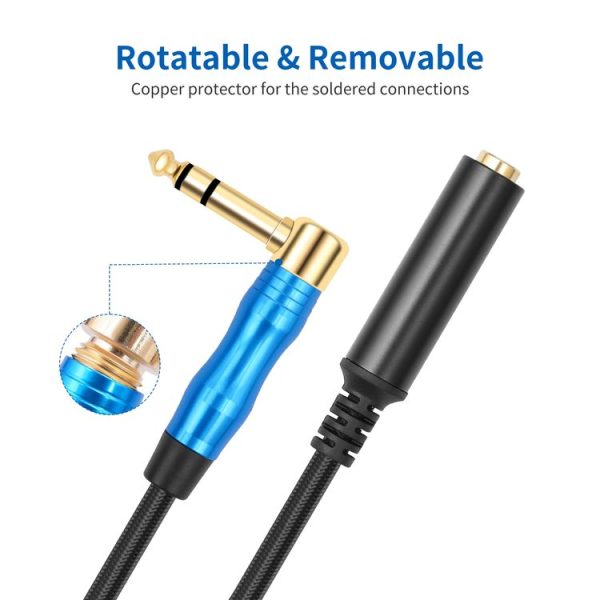 6.35mm 1 / 4 TRS Male Stereo Elbow to Female Electric Guitar Audio Cable, Length: 0.3m (Black Blue) - Image 5