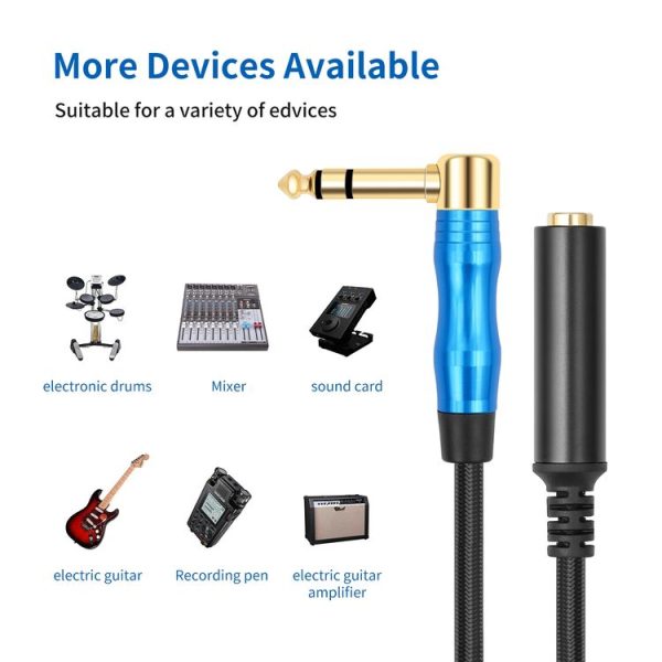 6.35mm 1 / 4 TRS Male Stereo Elbow to Female Electric Guitar Audio Cable, Length: 0.3m (Black Blue) - Image 6