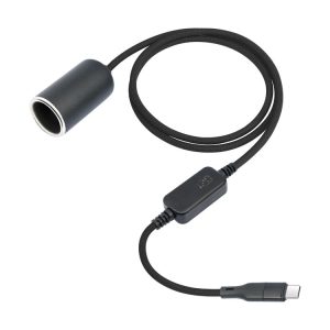 Type-C 5V to 12V Car Cigarette Lighter Socket Boost Cable with Voltage Display, Length: 1m (Black)