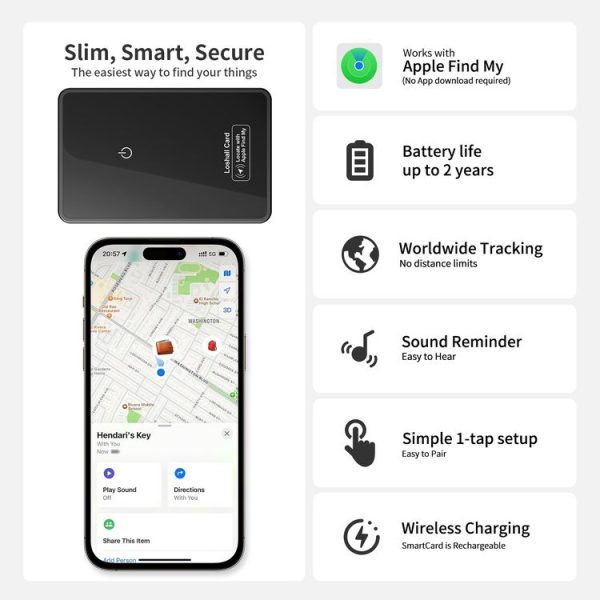 F9 Mirror Surface Ultra-thin Card Type Location Tracker Anti-lost Device (Black) - Image 2