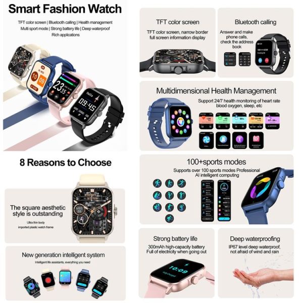 ZW36A 1.83 inch BT Call Smart Watch, Blood oxygen / Blood Pressure / Heart Rate (Pink) - Image 3