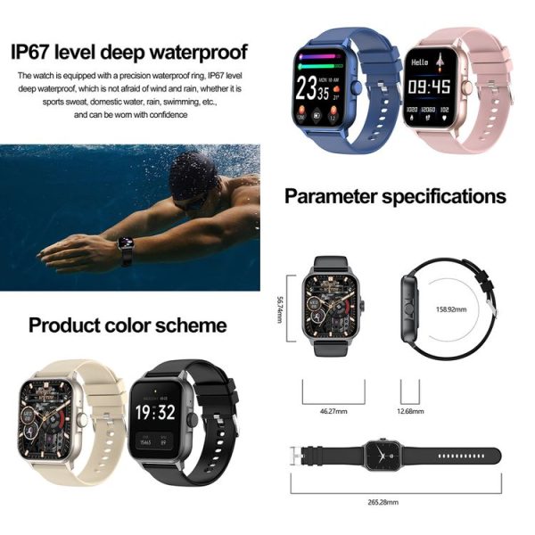 ZW36A 1.83 inch BT Call Smart Watch, Blood oxygen / Blood Pressure / Heart Rate (Pink) - Image 8