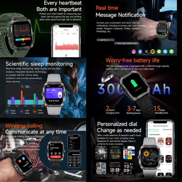 ZW69 1.97 inch AMOLED Outdoor Sports BT Call Smart Watch, Blood Oxygen / Heart Rate / Remote Photography / Sleep monitoring (Black) - Image 6