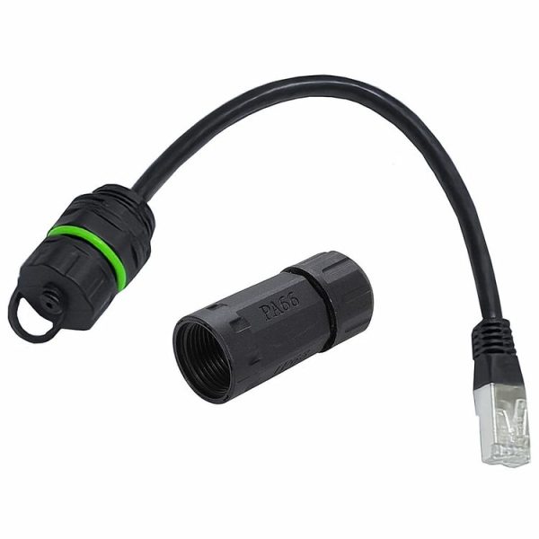 25cm RJ45 8P8C Male to Female IP68 CAT6 Ethernet Connector (Black) - Image 2