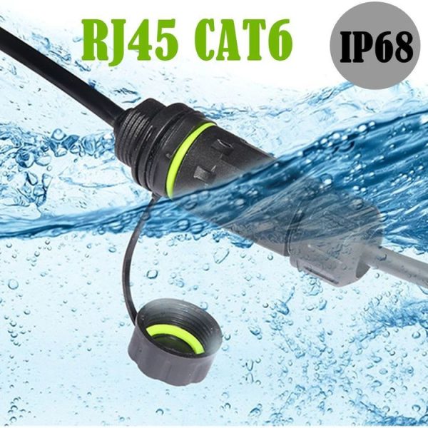 25cm RJ45 8P8C Male to Female IP68 CAT6 Ethernet Connector (Black) - Image 7