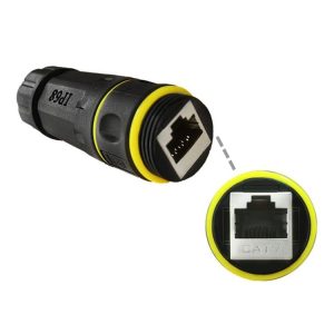 IP68 Waterproof Cat7 RJ45 Shielded Pure Copper Ethernet Coupler (Black)
