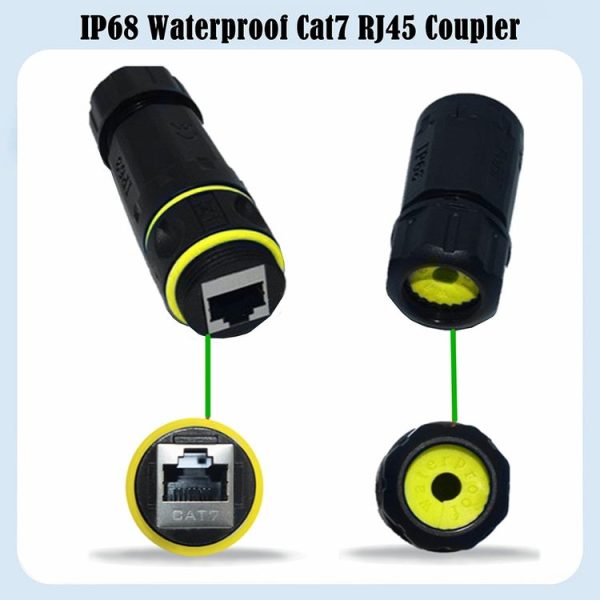 IP68 Waterproof Cat7 RJ45 Shielded Pure Copper Ethernet Coupler (Black) - Image 2