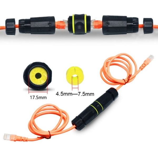 IP68 Waterproof Cat7 RJ45 Shielded Pure Copper Ethernet Coupler (Black) - Image 4
