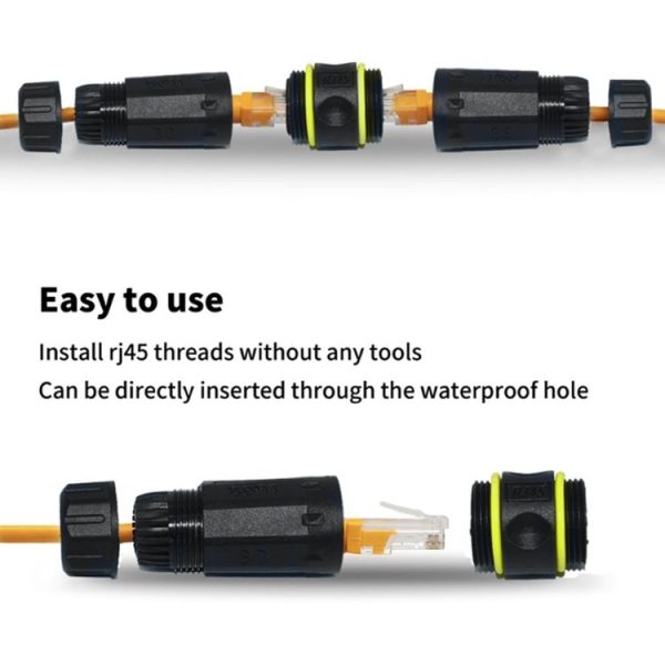 IP68 Waterproof Cat7 RJ45 Shielded Pure Copper Ethernet Coupler (Black) - Image 6