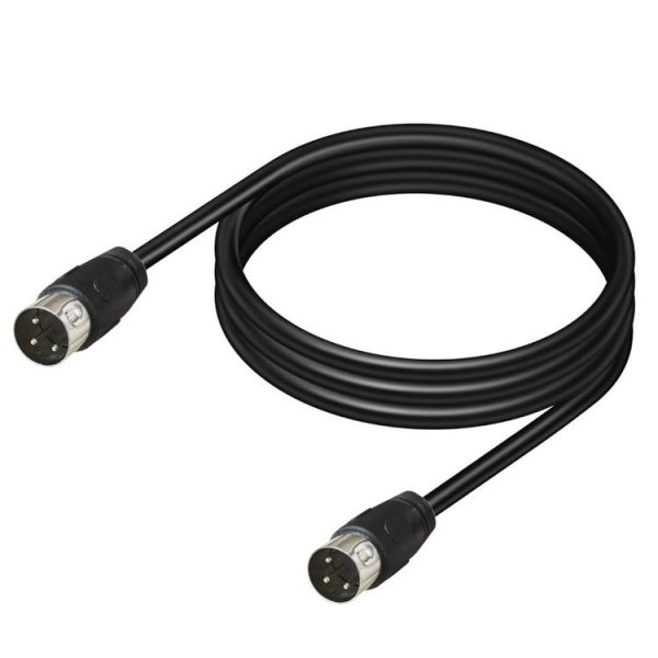DIN Male to Male 3 Pin Signal Transmission for TV, DVD Player Adapter Cable, Length: 0.5m (Black)