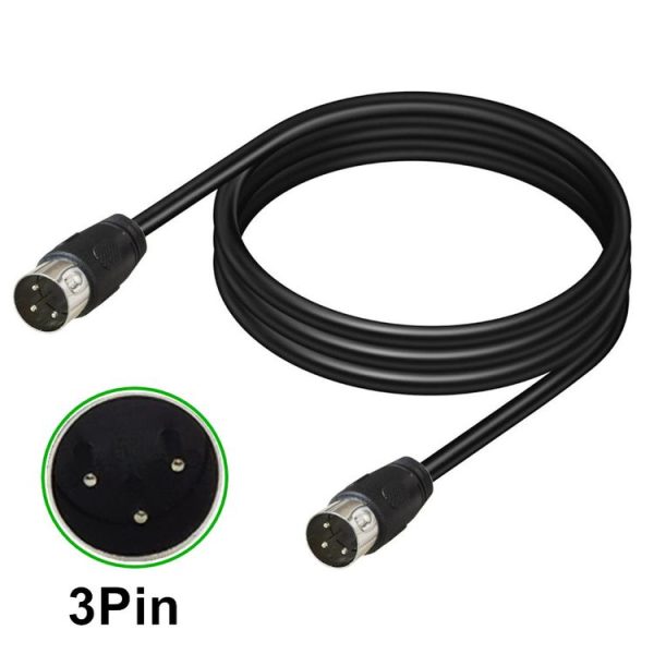 DIN Male to Male 3 Pin Signal Transmission for TV, DVD Player Adapter Cable, Length: 0.5m (Black) - Image 3