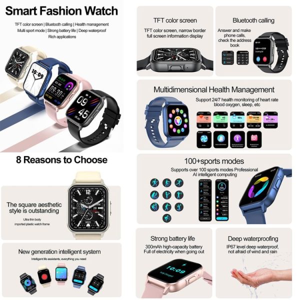 ZW36 1.83 inch BT Call Smart Watch, Blood oxygen / Blood Pressure / Heart Rate (Pink) - Image 4