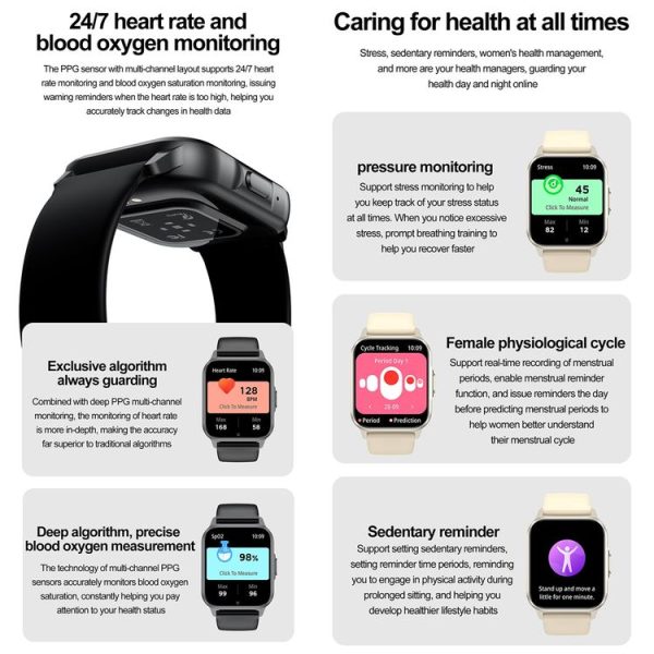 ZW36 1.83 inch BT Call Smart Watch, Blood oxygen / Blood Pressure / Heart Rate (Pink) - Image 7