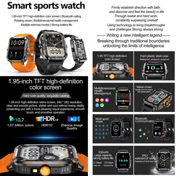 ZW59 1.95 inch BT Call Sports Smart Watch, Blood Oxygen / Heart Rate / Remote Photography (Black) - Image 4