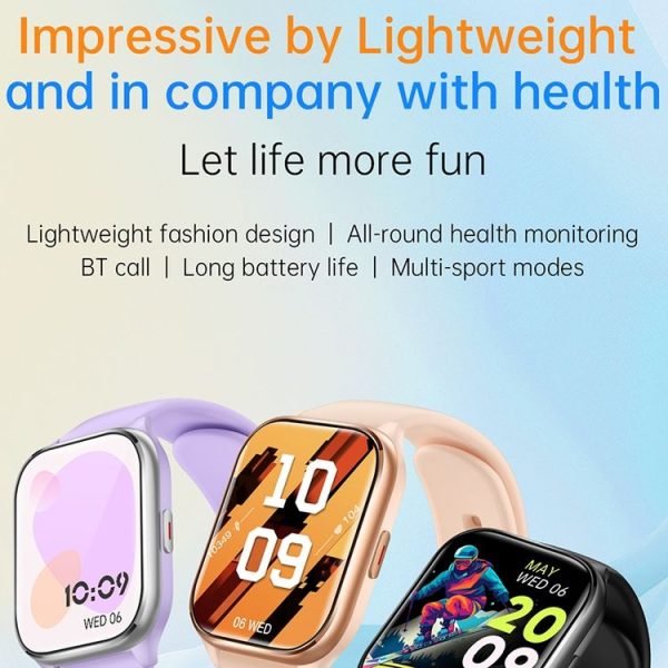 KT73S 1.85 inch Square Screen BT Call Smart Watch, Heart Rate / Blood Pressure / Blood Oxygen / Female Health / Sleep Monitoring (Black) - Image 4