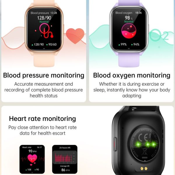 KT73S 1.85 inch Square Screen BT Call Smart Watch, Heart Rate / Blood Pressure / Blood Oxygen / Female Health / Sleep Monitoring (Black) - Image 9