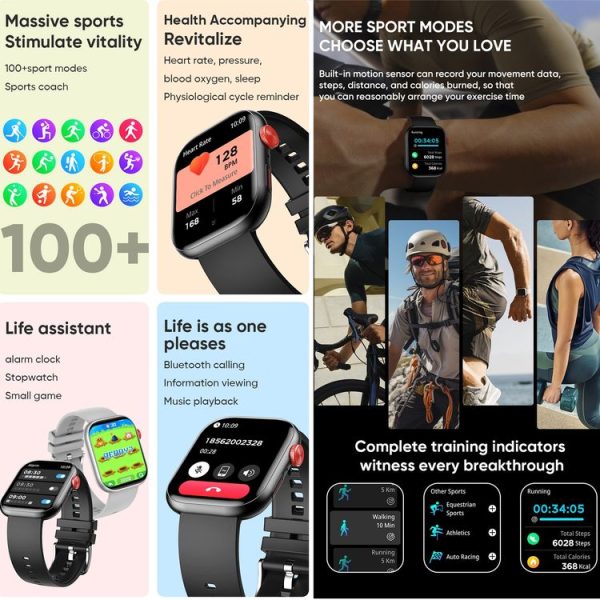 LC88 2 inch Square Screen BT Call Smart Watch, Heart Rate / Blood Pressure / Blood Oxygen / Sleep Monitoring (Black) - Image 5