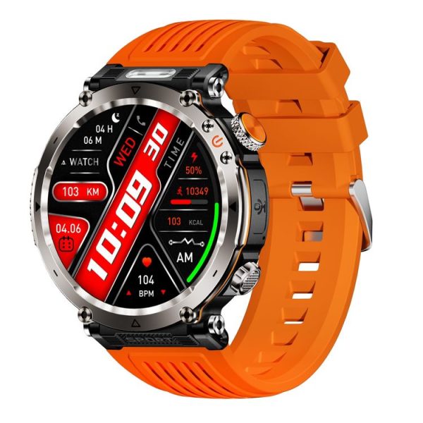 HT30 1.7 inch IP68 Waterproof Silicone Band Smart Watch, Support Flashlight / Banknote Detector Light / Compass (Orange)