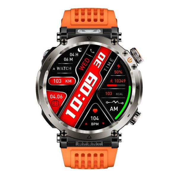 HT30 1.7 inch IP68 Waterproof Silicone Band Smart Watch, Support Flashlight / Banknote Detector Light / Compass (Orange) - Image 2