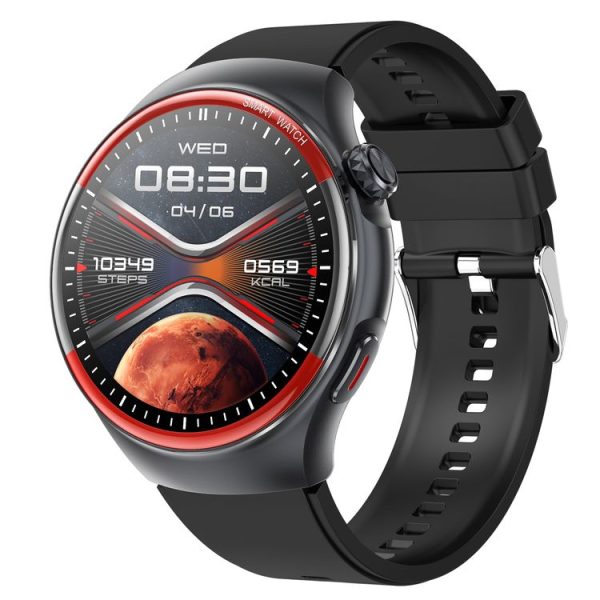 T82 1.43 inch Round Screen BT Call Smart Watch, Heart Rate / Blood Pressure / Blood Oxygen / Sleep / Blood Sugar / HRV / Metope / SOS, Strap: Silicone Black