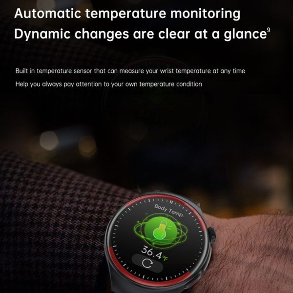 T82 1.43 inch Round Screen BT Call Smart Watch, Heart Rate / Blood Pressure / Blood Oxygen / Sleep / Blood Sugar / HRV / Metope / SOS, Strap: Silicone Black - Image 13