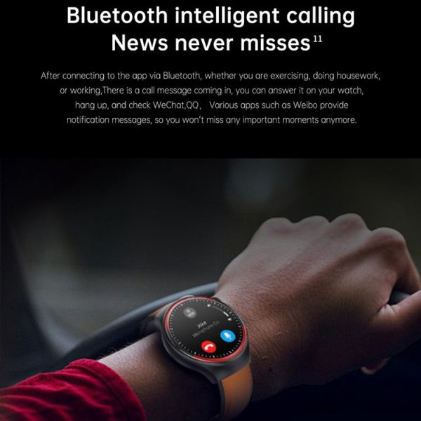T82 1.43 inch Round Screen BT Call Smart Watch, Heart Rate / Blood Pressure / Blood Oxygen / Sleep / Blood Sugar / HRV / Metope / SOS, Strap: Silicone Black - Image 5