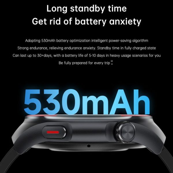 T82 1.43 inch Round Screen BT Call Smart Watch, Heart Rate / Blood Pressure / Blood Oxygen / Sleep / Blood Sugar / HRV / Metope / SOS, Strap: Silicone Black - Image 6