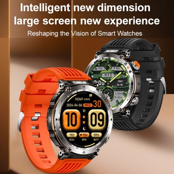 HT30 1.7 inch IP68 Waterproof Camouflage Silicone Band Smart Watch, Support Flashlight / Banknote Detector Light / Compass (Blue) - Image 4