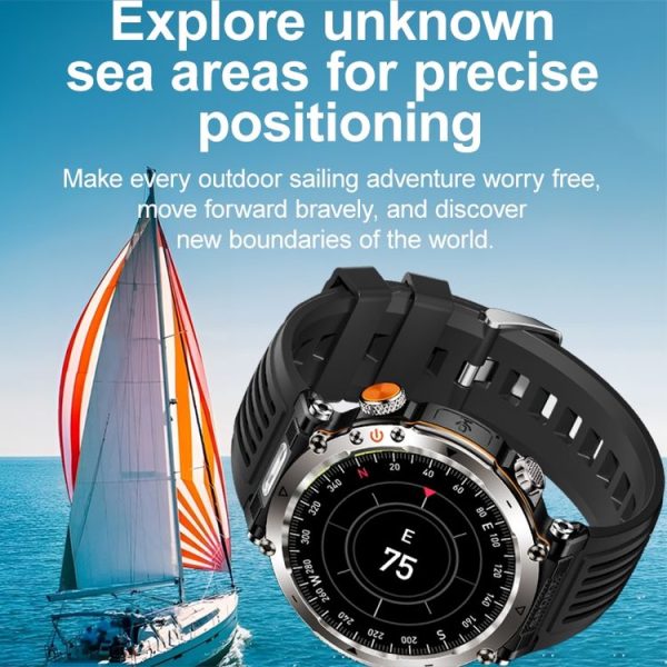 HT30 1.7 inch IP68 Waterproof Camouflage Silicone Band Smart Watch, Support Flashlight / Banknote Detector Light / Compass (Blue) - Image 8