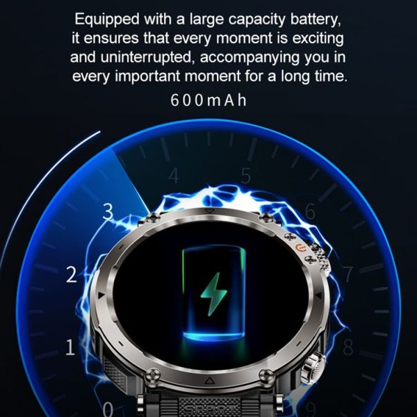HT30 1.7 inch IP68 Waterproof Camouflage Silicone Band Smart Watch, Support Flashlight / Banknote Detector Light / Compass (Blue) - Image 9