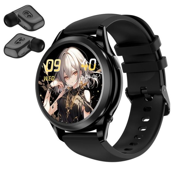 X17 mini 1.27 inch IP67 Waterproof 2 in 1 Bluetooth Earphone Smart Watch (Black)