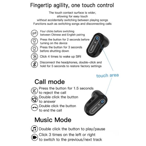 X17 mini 1.27 inch IP67 Waterproof 2 in 1 Bluetooth Earphone Smart Watch (Black) - Image 11
