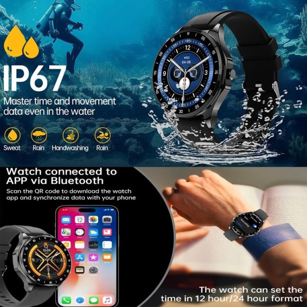 X20 1.43 inch IP67 Waterproof 2 in 1 Bluetooth Earphone Smart Watch (Black) - Image 8