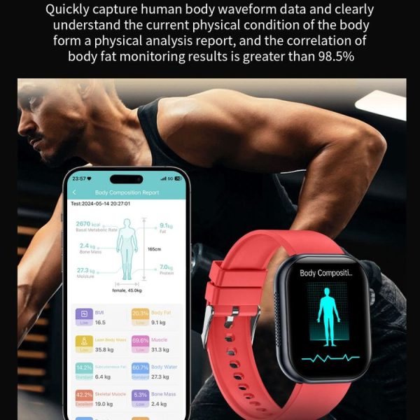 ET587 1.95 inch AMOLED Screen Smart Watch, ECG Electrocardiogram / Blood Sugar Monitoring (Pink) - Image 9