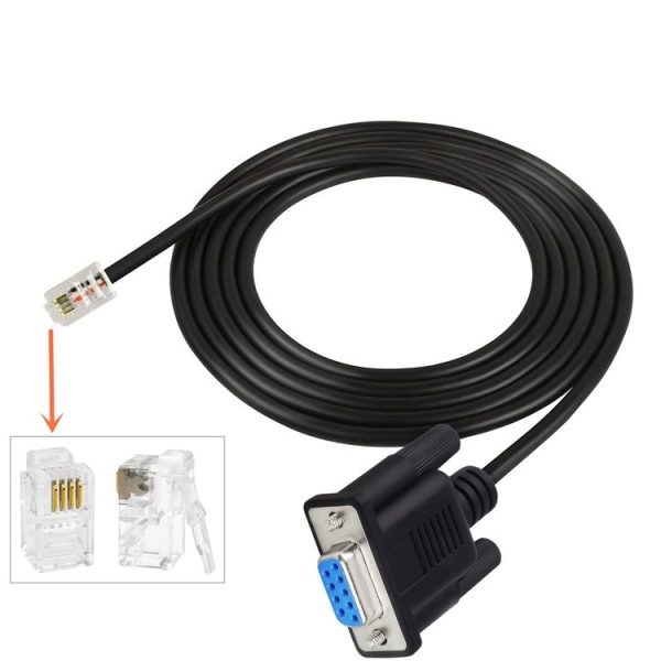 DB9 to RJ9 Adapter Cable 4P4C Telephone Crystal Head RS232 Connection Cable, Length: 1.8m (Black) - Image 3