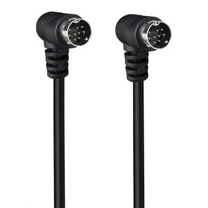 Double Curved mini DIN 9 Pin TV Audio Adapter Cable, Length: 0.5m (Black)