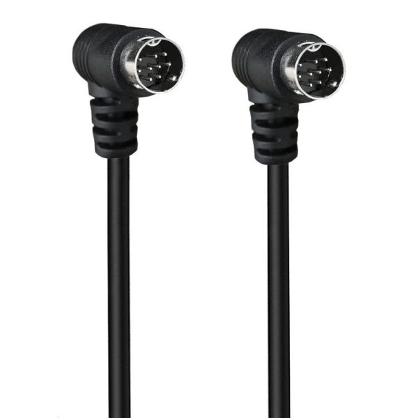 Double Curved mini DIN 9 Pin TV Audio Adapter Cable, Length: 0.5m (Black)